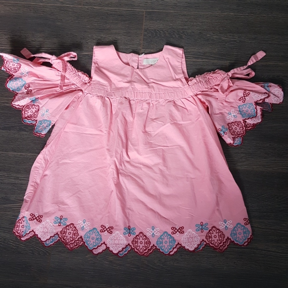 LOFT embroidered Pink Blouse